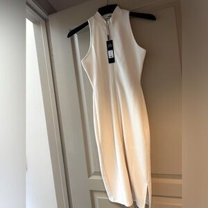 Fashion Nova cream zippered dress